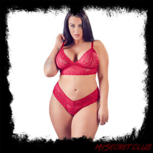 Cottelli Plus Size Red Lace Bra And Briefs