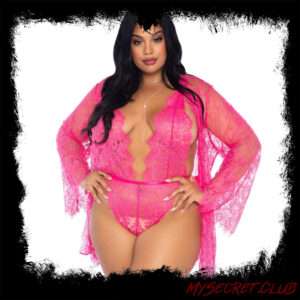 Leg Avenue Floral Lace Teddy and Robe Set