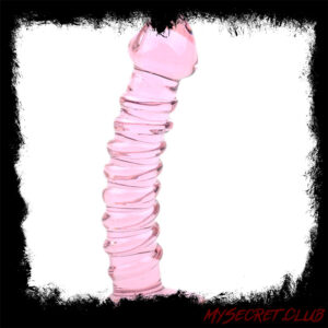 Textured Pink Glass Dildo