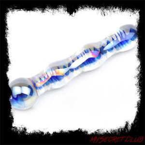 Blue Wavy Glass Dildo