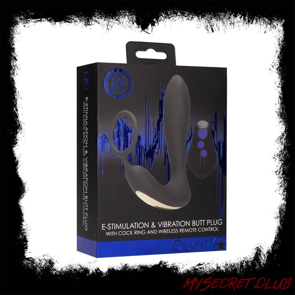 Ouch E Stimulation And Vibration Butt Plug And Cock Ring