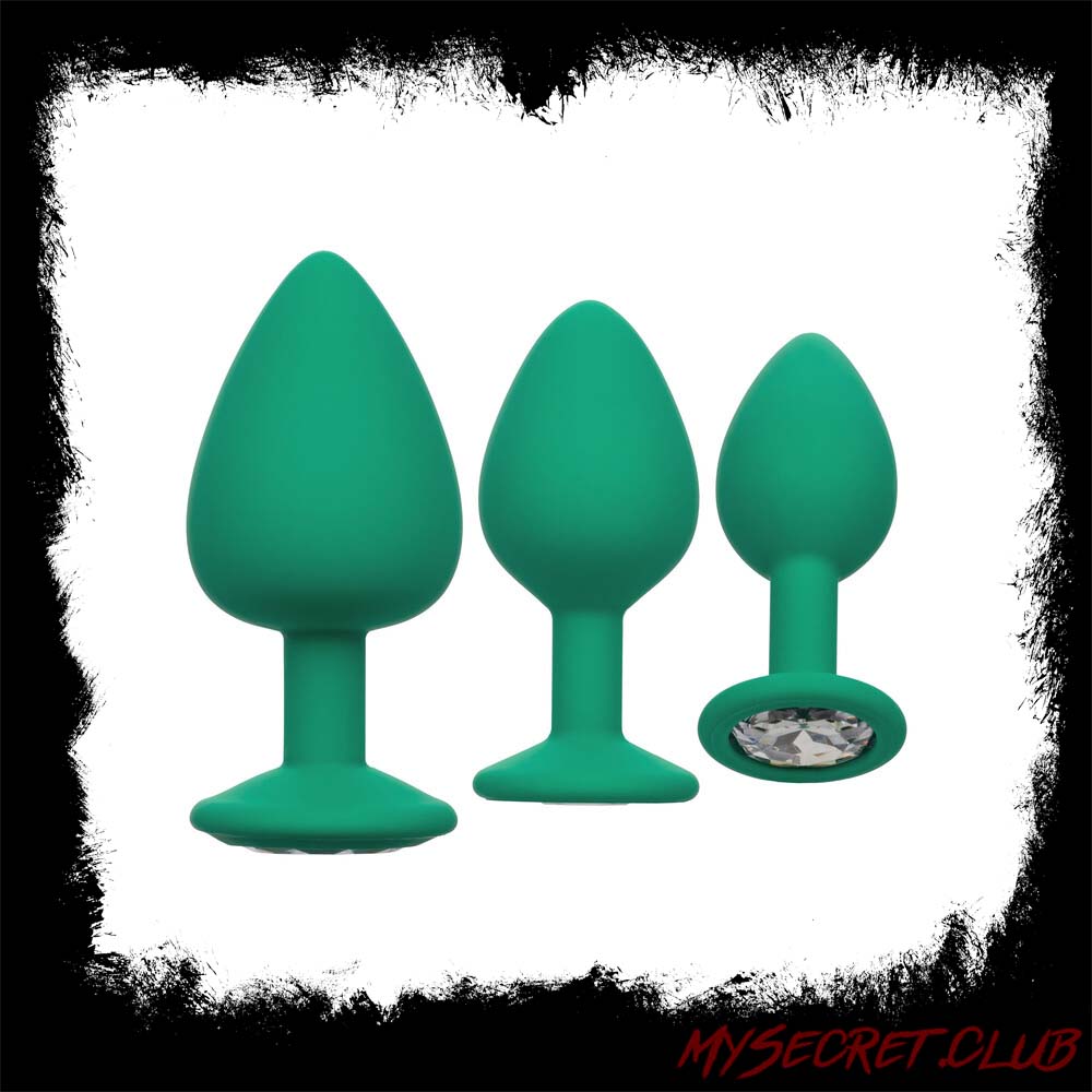 Cheeky Gems Butt Plugs 3 Piece Set Green