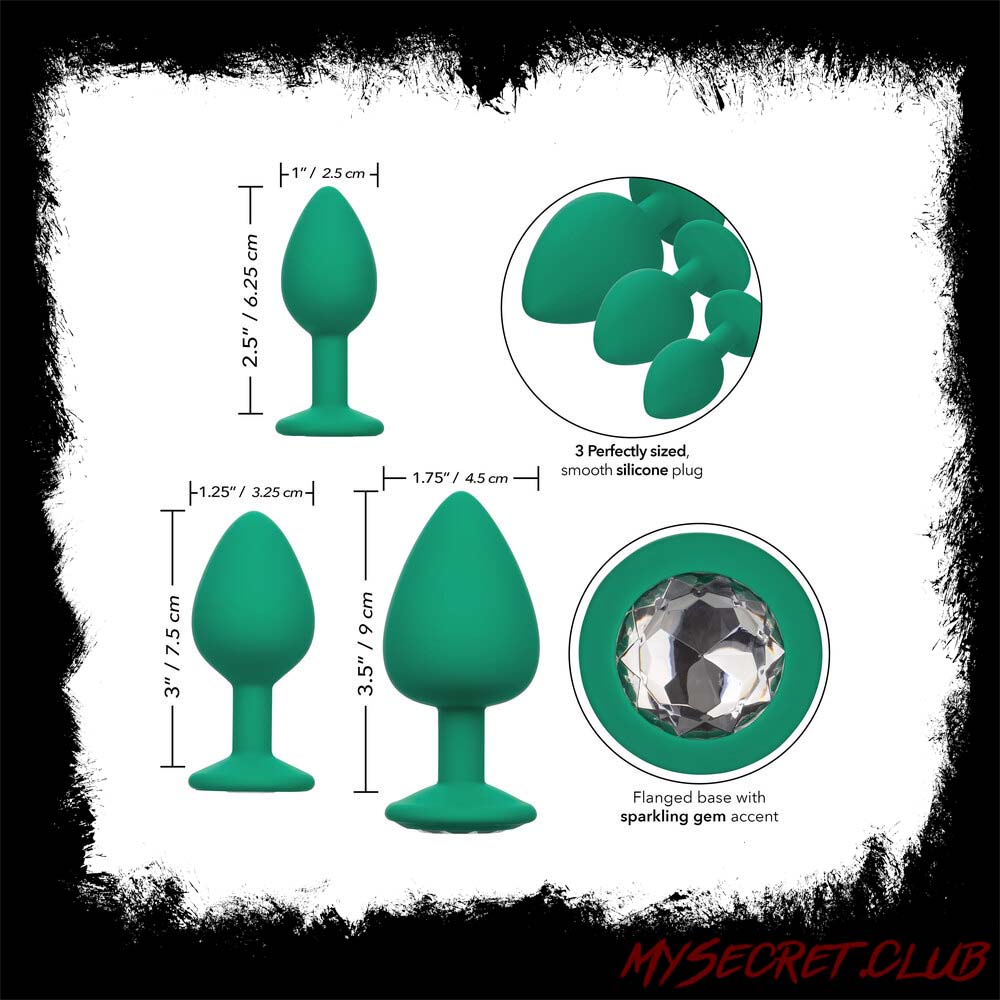 Cheeky Gems Butt Plugs 3 Piece Set Green
