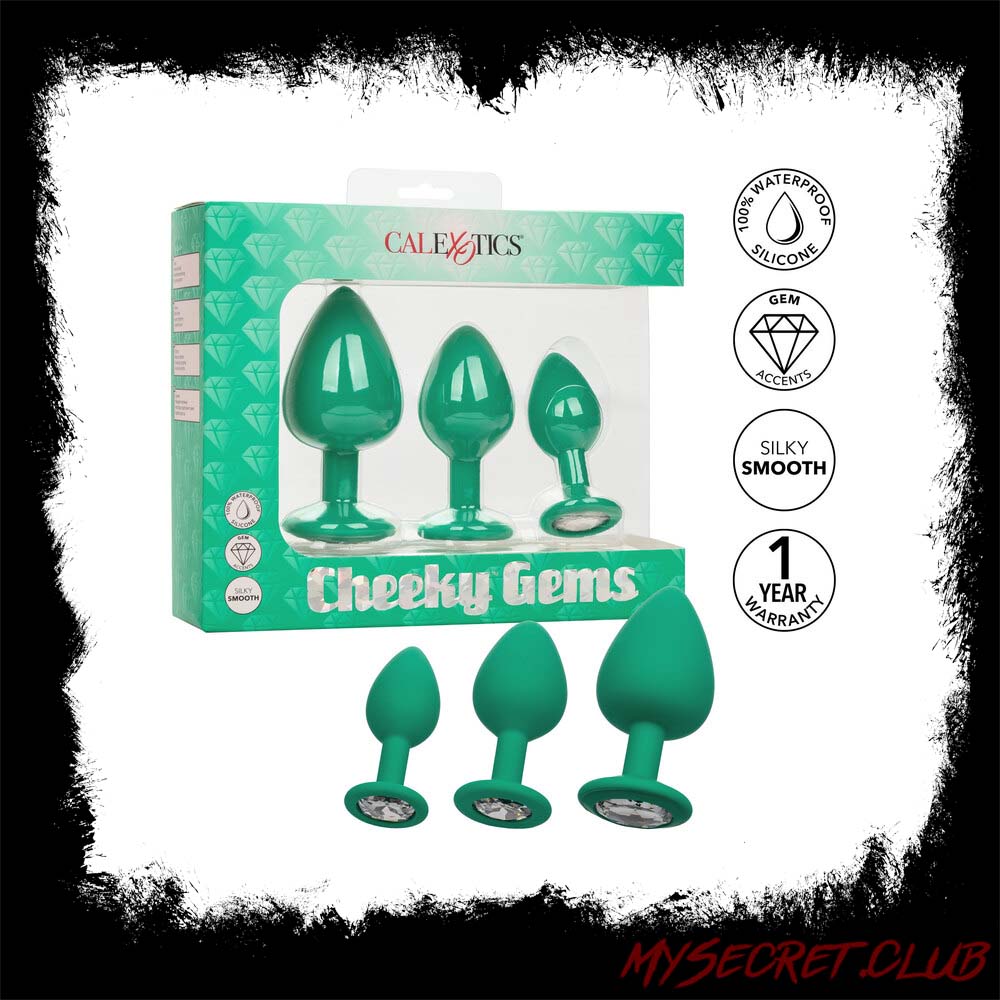 Cheeky Gems Butt Plugs 3 Piece Set Green
