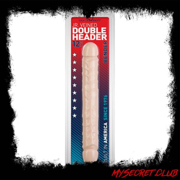 Jr Veined Double Header 12 Inch Bender Dong Flesh Pink