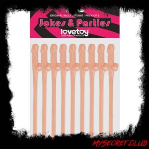 Lovetoy Pack Of 9 Willy Straws Flesh Pink