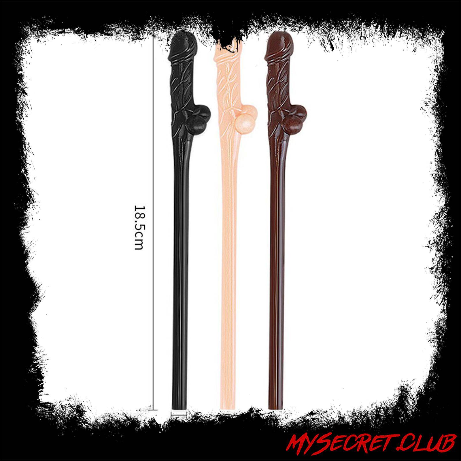 Lovetoy Pack Of 9 Willy Straws Black Brown And Pink