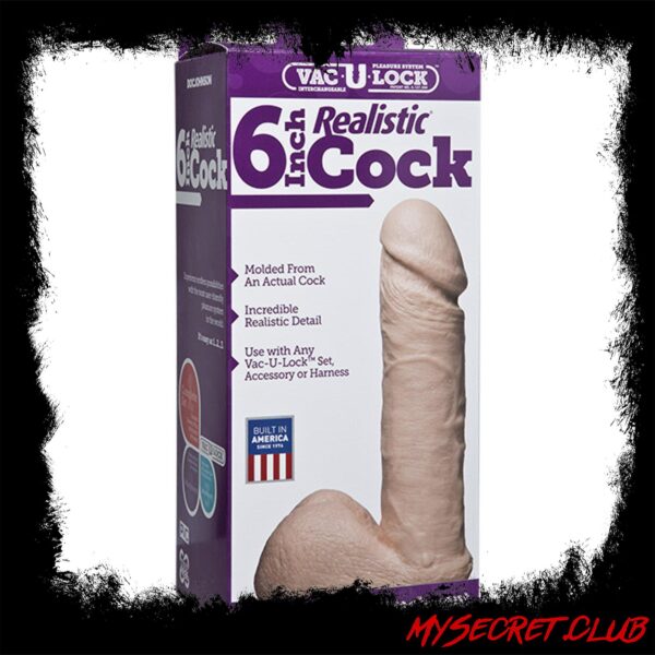 Vac-U-Lock 6 Inch Realistic Dildo Attachment