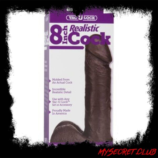 Vac-U-Lock 8 Inch Realistic Dildo Attachment Black