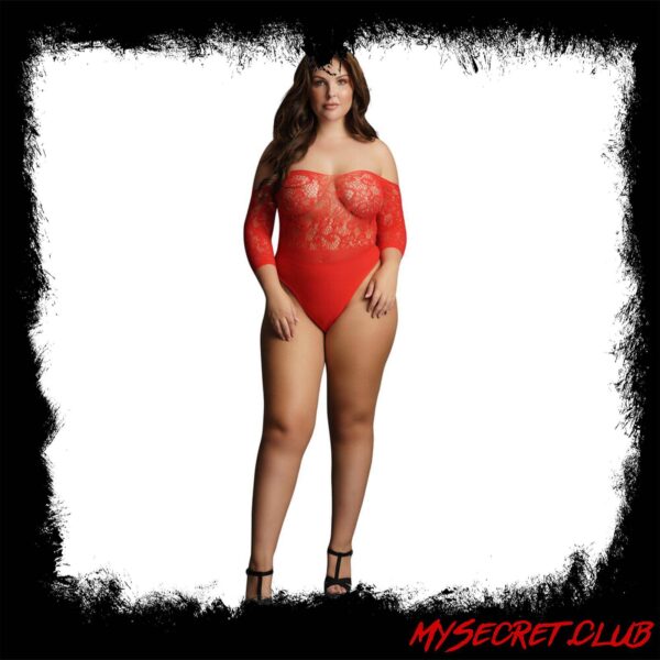 Le Desir Crotchless Rhinestone Teddy Red UK 14 to 20