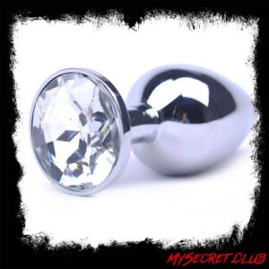 Large Metal Anal Plug With Clear Crystal