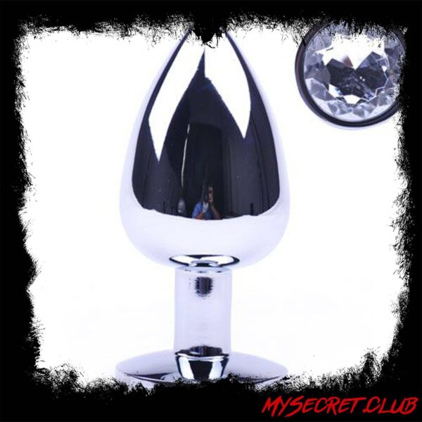 Large Metal Anal Plug With Clear Crystal