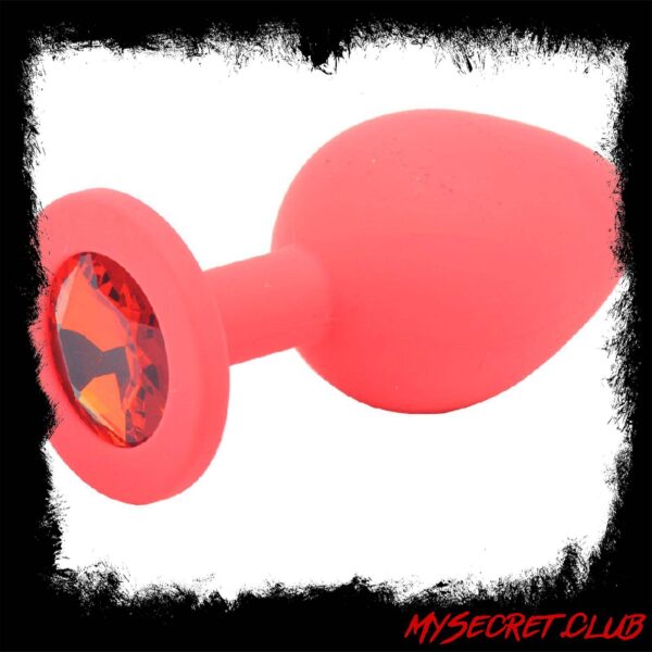 Medium Red Jewelled Silicone Butt Plug