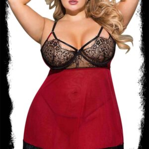 YesX Black/Red Babydoll Set