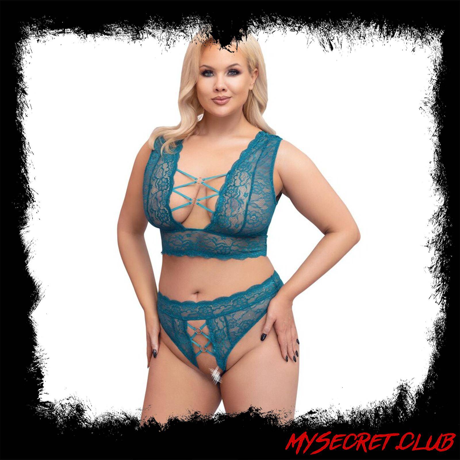 Cottelli Curves Bralette and Crotchless Thong Set