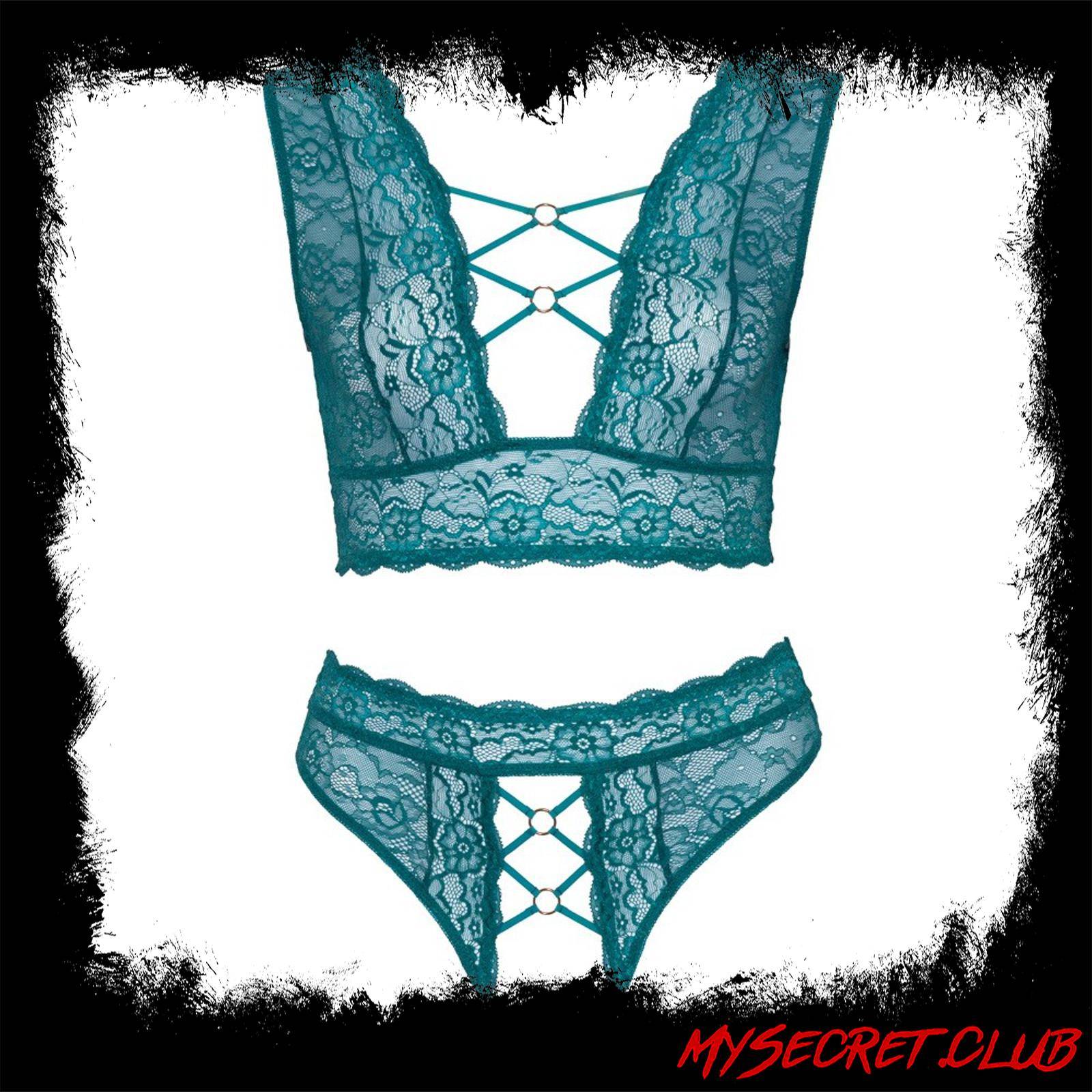 Cottelli Curves Bralette and Crotchless Thong Set