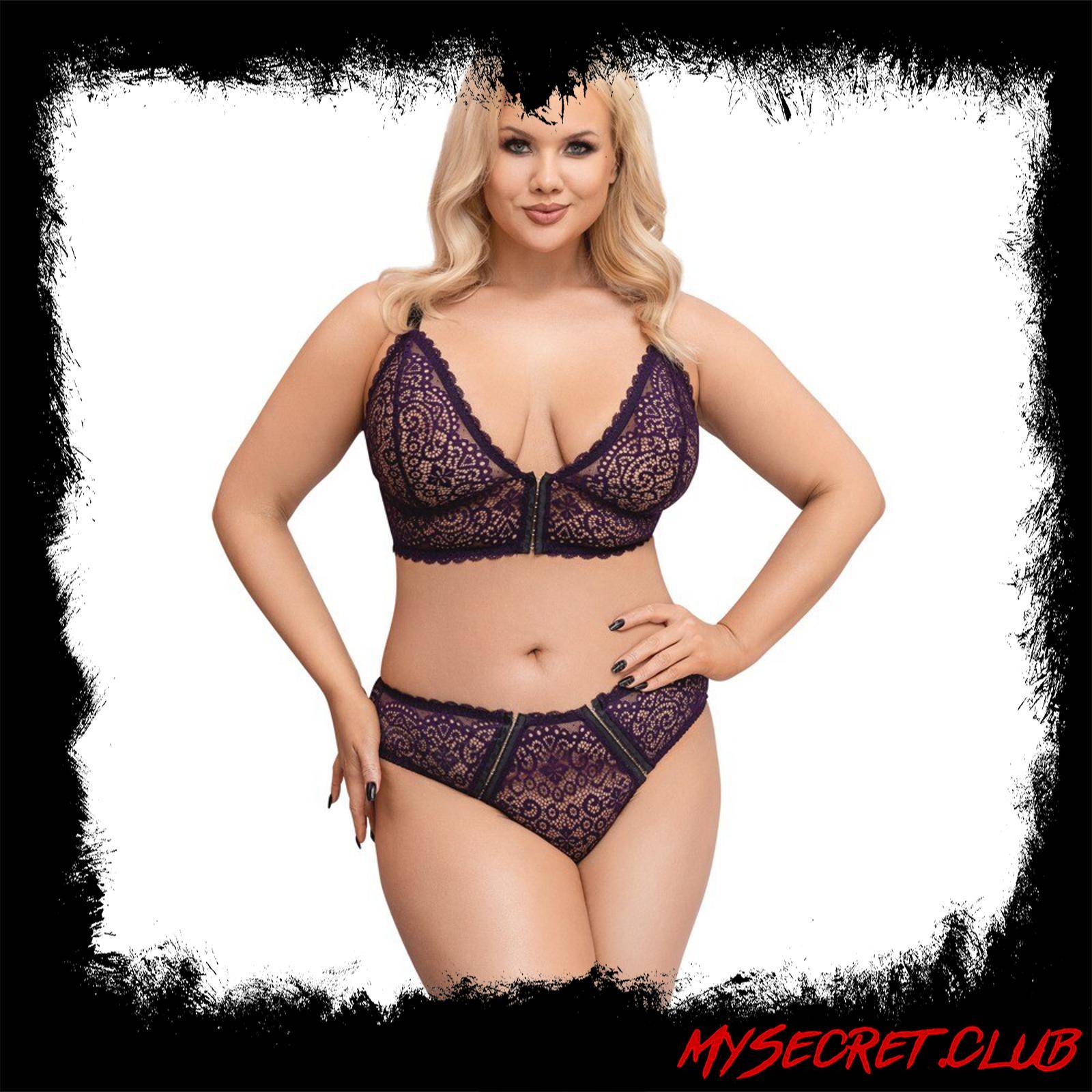 Cottelli Curves Delicate Lace Bralette And Briefs