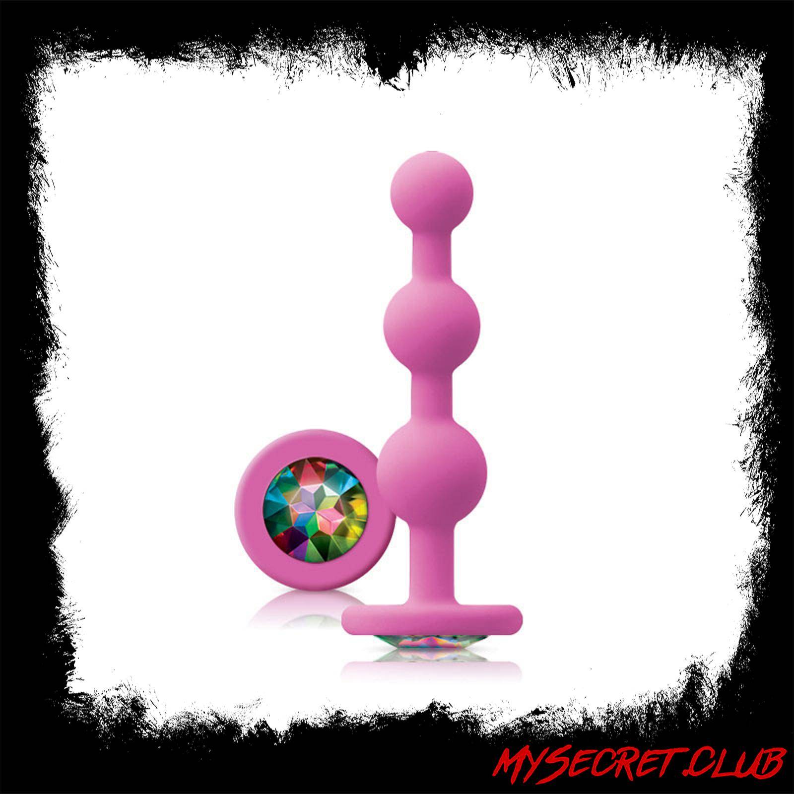 Glams Pink Ripple Anal Plug Rainbow Gem