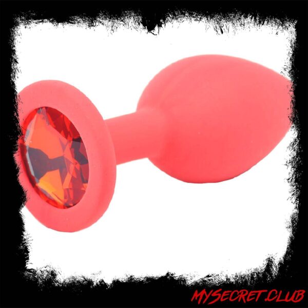 Small Red Jewelled Silicone Butt Plug