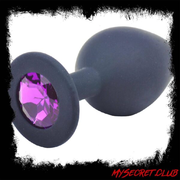 Medium Black Jewelled Silicone Butt Plug