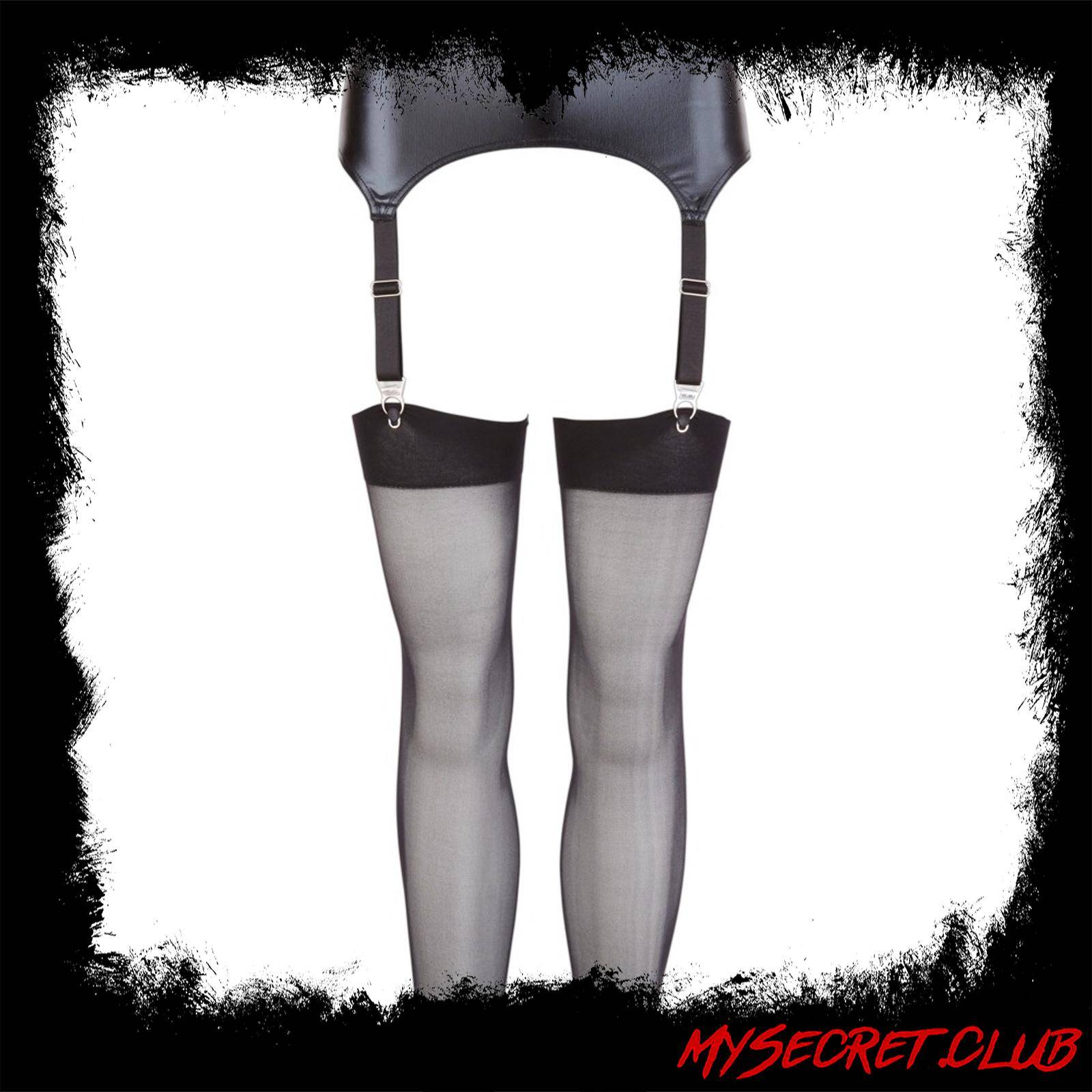 NOXQSE Wet Look Suspender Belt And Stockings