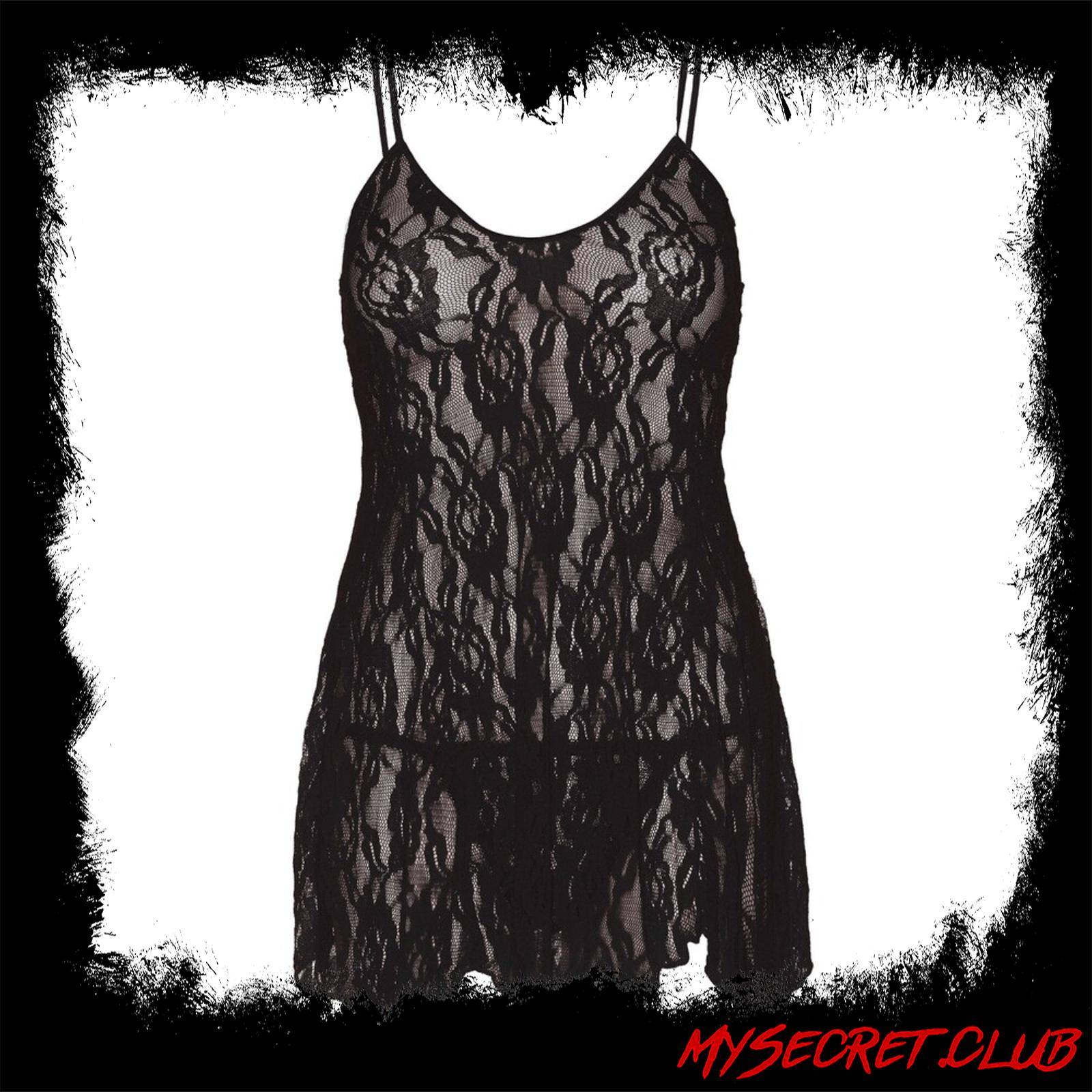 Leg Avenue Rose Lace Flair Chemise Black