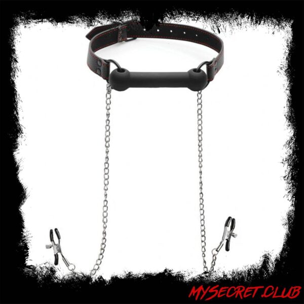 XR Silicone Bit Gag with Nipple Clamps