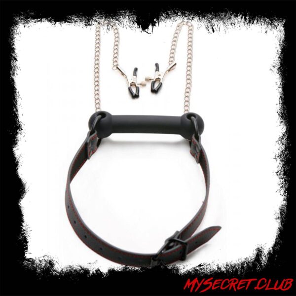 XR Silicone Bit Gag with Nipple Clamps