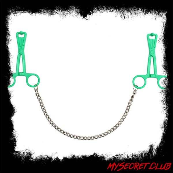 Green Scissor Nipple Clamps With Metal Chain