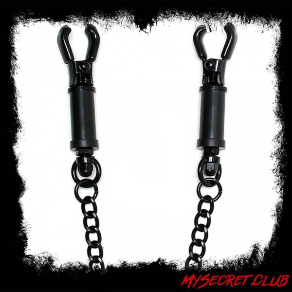 Black Metal Adjustable Nipple Clamps With Chain