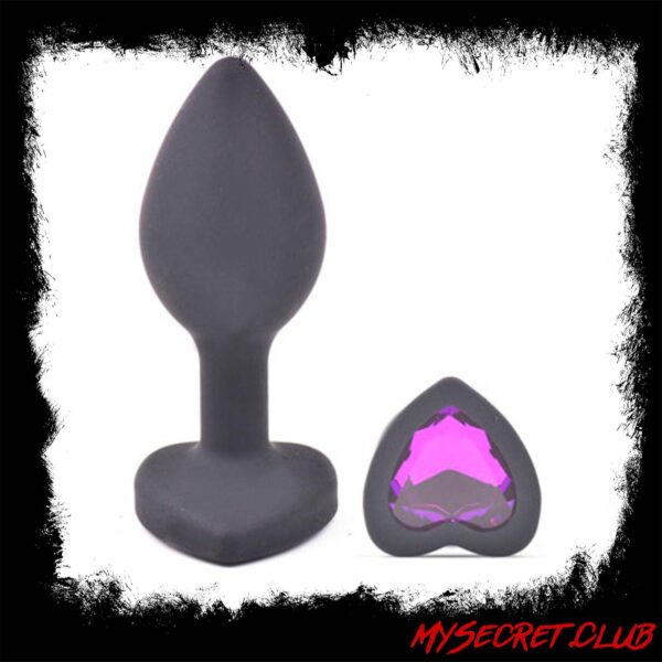 Small Heart Shaped Diamond Base Black Butt Plug