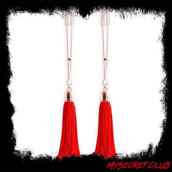 Bound Nipple Clamps Red Tassel