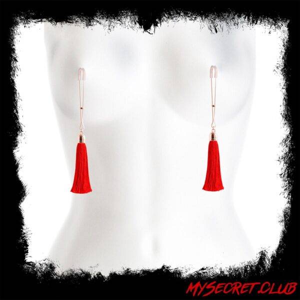 Bound Nipple Clamps Red Tassel