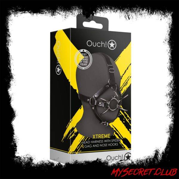 Ouch Xtreme Head Harness With Spider Gag And Nose Hooks