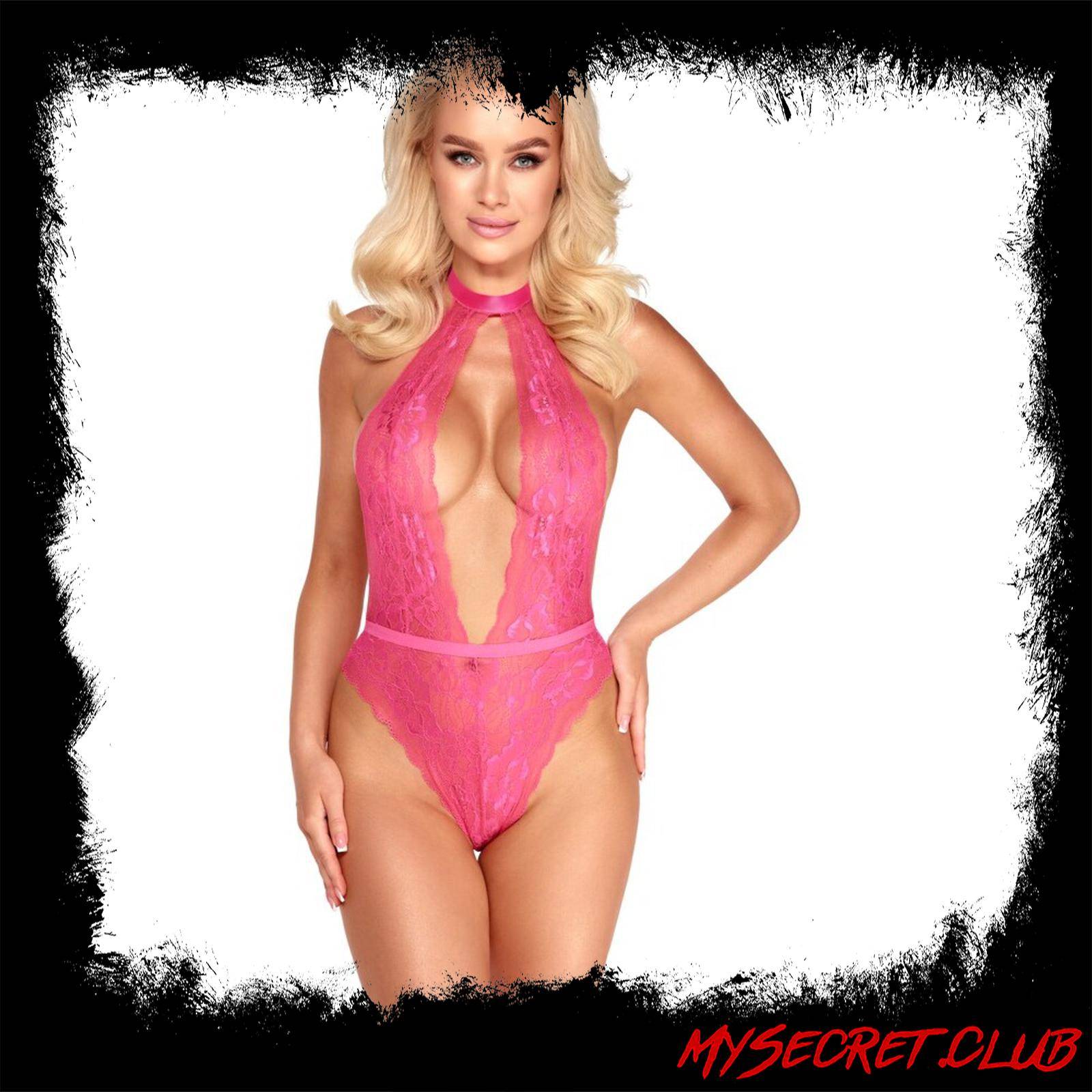 Kissable Halterneck Lace Body Pink