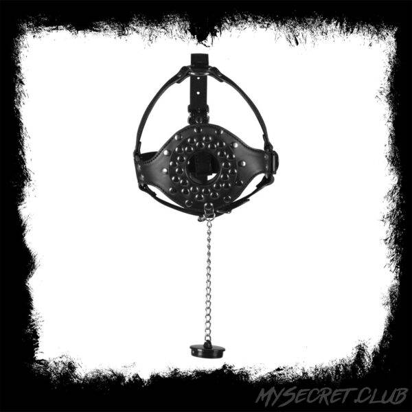 Open Mouth Gag Head Harness with Plug Stopper