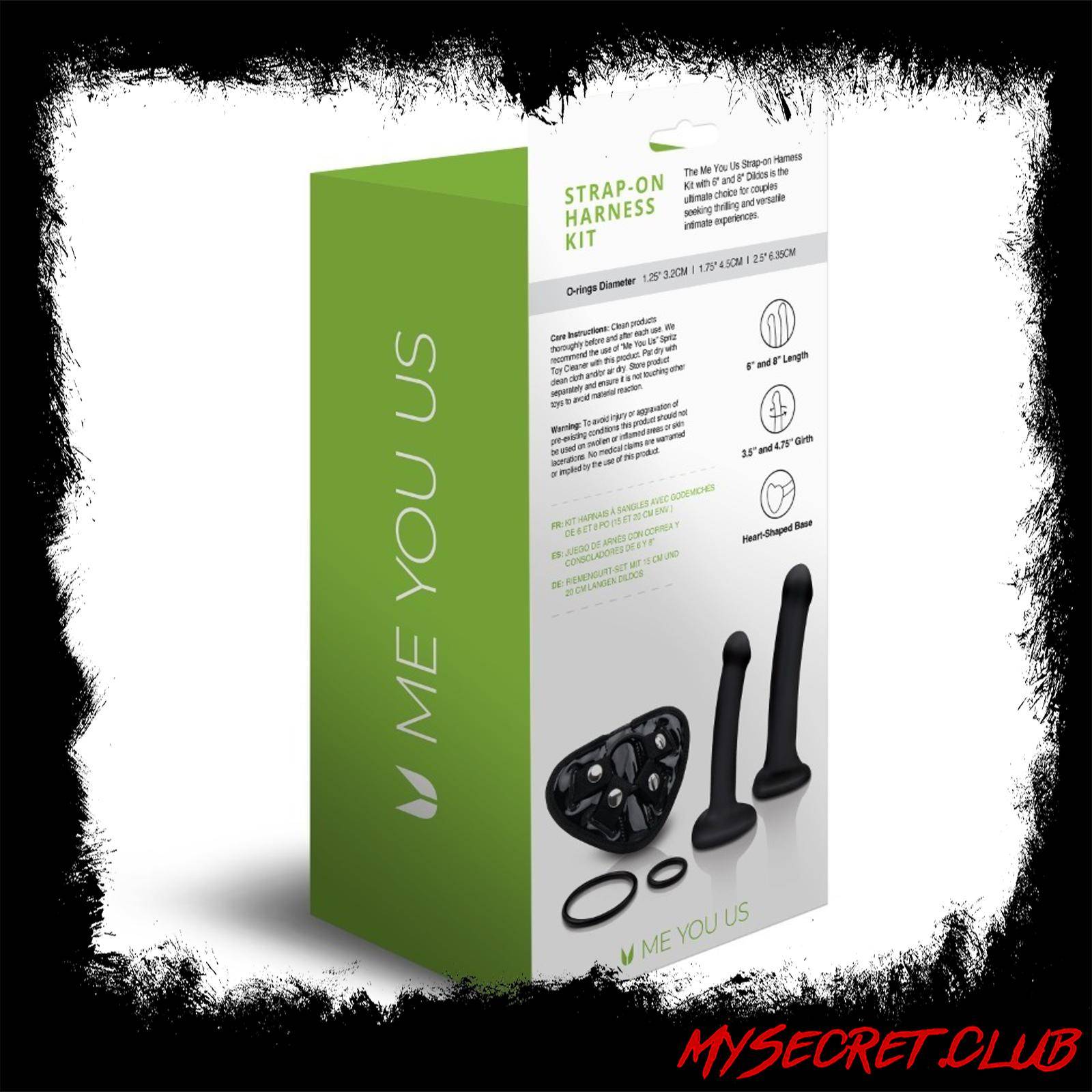 Me You Us Strap On Harness Kit With 6 And 8 Inch Dildos