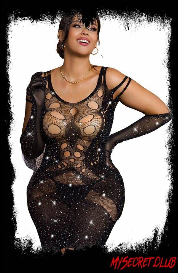 YesX Sparkly Black Dress One Size Plus