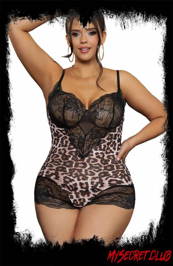 YesX Plus Size Leopard Bodysuit
