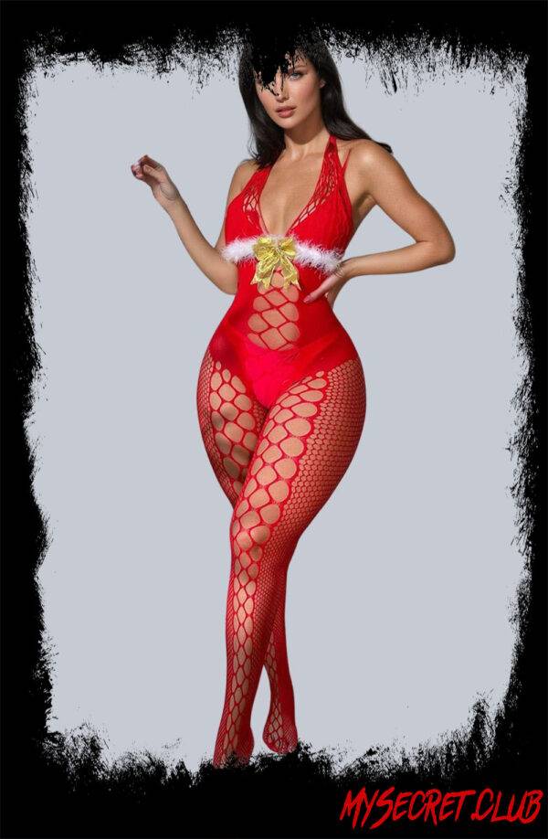 YesX Christmas Fluffy Bodystocking