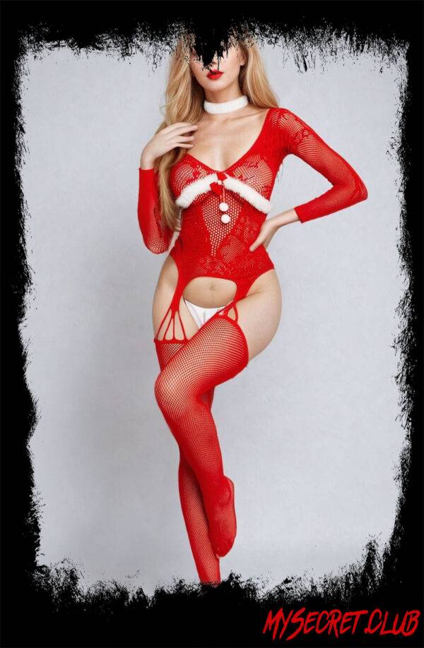 YesX Christmas Fishnet Bodystocking