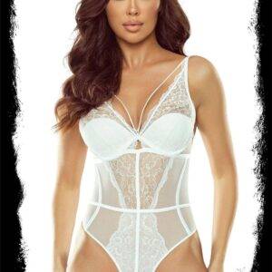 Provocative Plaisir Nacre Pearly White Lace Bodysuit