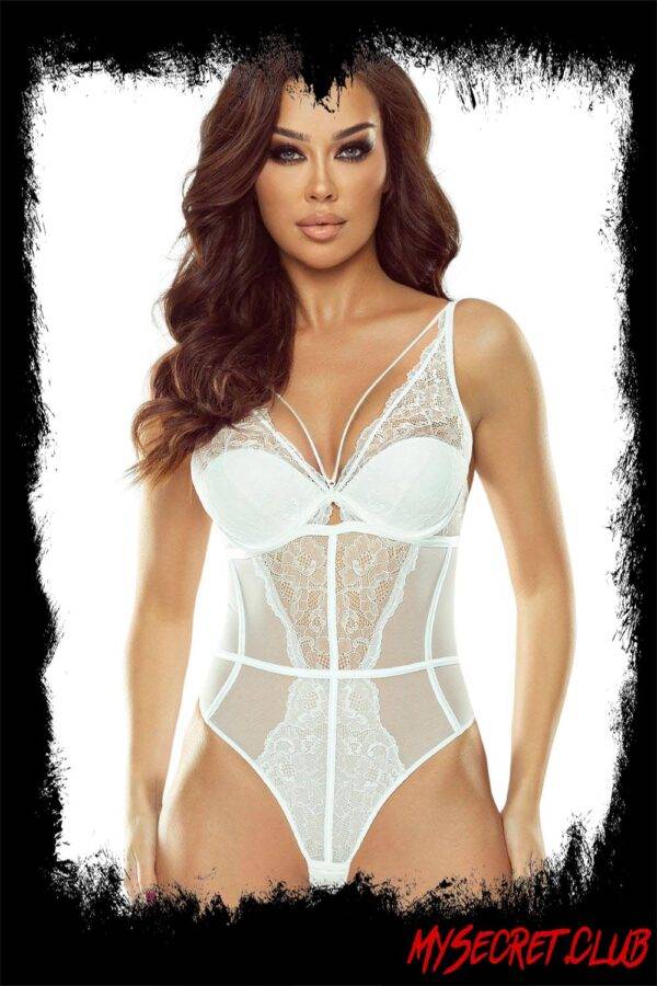 Provocative Plaisir Nacre Pearly White Lace Bodysuit
